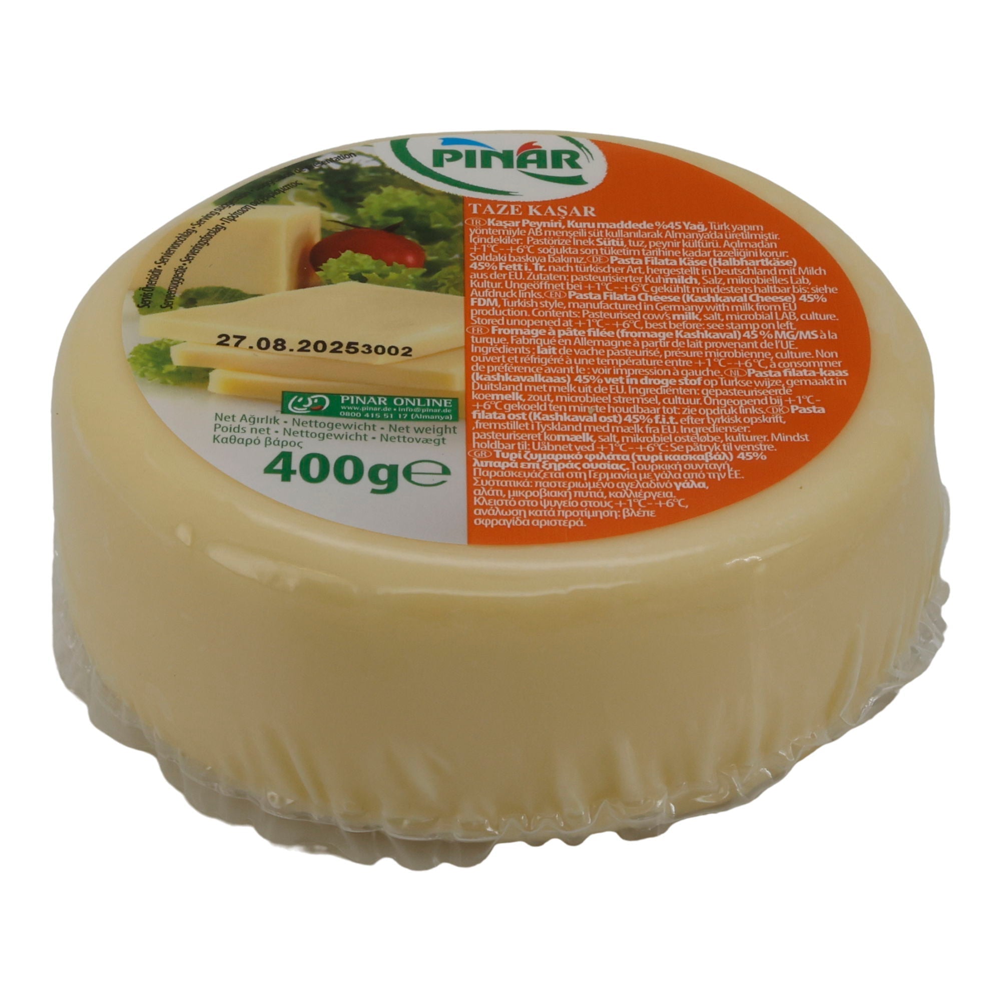 Kaschkaval-Käse Pınar Taze Kaşar | Käse | Milder türkischer Kaschkaval-Käse | 400 g PINAR